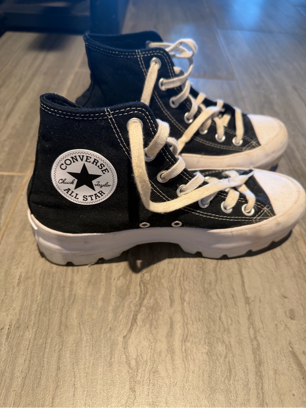 Converse Black and White High-Top Sneakers - Picture 2 of 4